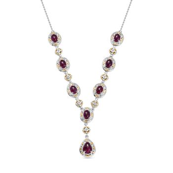 K&ouml;niglicher Glamour- AAA Afrikanischer Rubin (Fissure gef&uuml;llt) Halskette ca. 45 cm 925 Silber rhodiniert ca. 13.88 ct