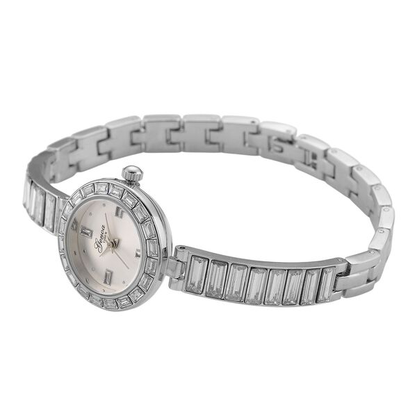 GENOA Time V2, Wei&szlig; diamantfarbene Zirkonia, Kristalluhr, japanisches Uhrwerk, 316L Edelstahl, Wei&szlig; image number 6