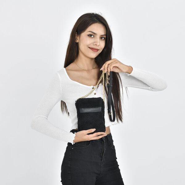 Kunstfell Crossbody-Tasche schwarz image number 3