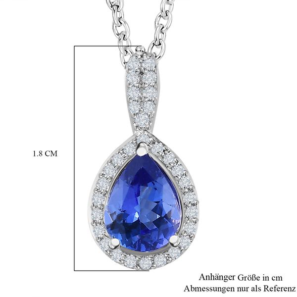 AA Tansanit, Weißer Zirkon Anhänger mit Kette, 925 Silber platiniert ca. 1.42 ct image number 6