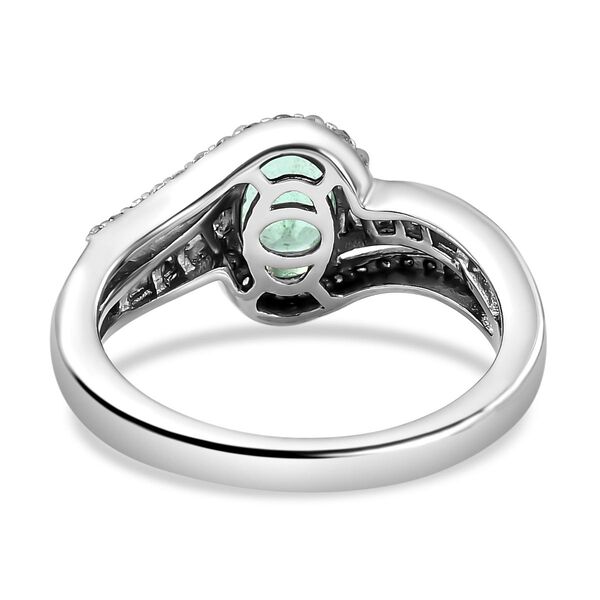 AA &Auml;thiopischer Smaragd und wei&szlig;er Diamant-Ring, 925 Silber platiniert  ca. 0,93 ct image number 6