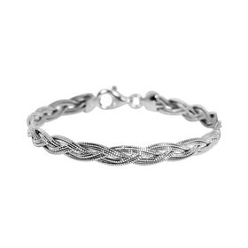 Italienisches geflochtenes Armband, ca. 19 cm 925 Silber rhodiniert ca. 7,97g