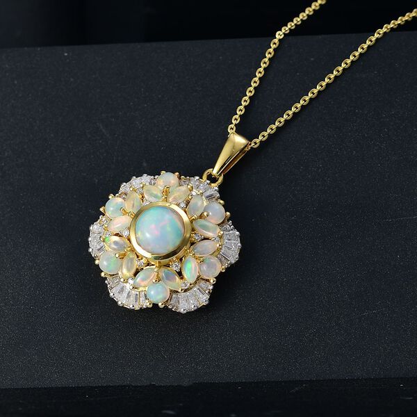 Ballerina Bloom AA Natürlicher, äthiopischer Welo Opal, Moissanit Schmuckset 925 Silber 750 Gelbgold Vermeil ca. 3.11 ct image number 2
