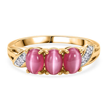 D'Joy Flamingo Mondstein, Moissanit Ring 925 Silber 750 Gelbgold vermeil (Gr&ouml;&szlig;e 18.00) ca. 2,30 ct