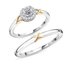 Moissanit Ringset, ca. 0,56 ct.