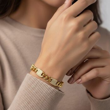 Wei&szlig;es Zirkonia Armband in Goldton, 19cm