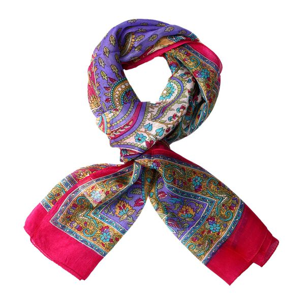 100% Seidenschal, bedruckt mit Paisleymuster, 50x160cm, Rosa image number 4