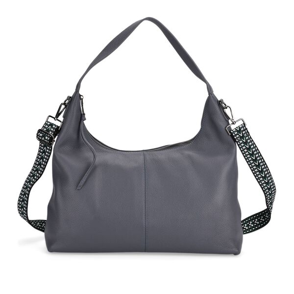 Echtleder-Hobo-Bag mit abnehmbarem Schulterriemen, 41x10x35 cm, Staubblau image number 0