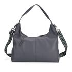 Echtleder-Hobo-Bag mit abnehmbarem Schulterriemen, 41x10x35 cm, Staubblau