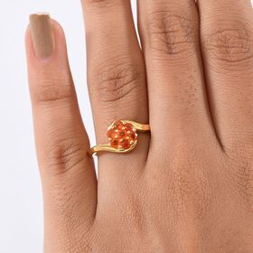 D'Joy AAA Blaze Feueropal Ring 925 Silber 750 Gelb Vergoldet (Größe 17.00) ca. 0,42 ct