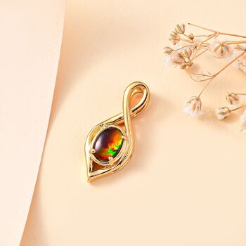 Ammolit Anh&auml;nger 925 Silber 750 Gelbgold Vermeil ca. 0,78 ct.