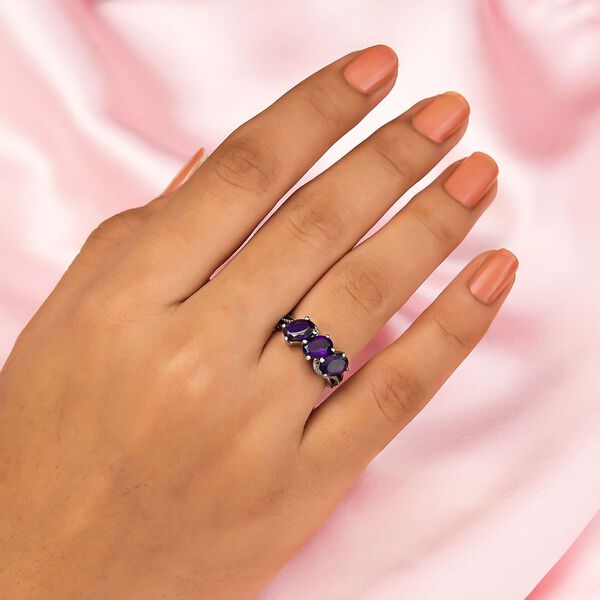 Afrikanischer Amethyst-Ring, (Größe 21.00) Edelstahl, ca. 2,16 ct image number 3