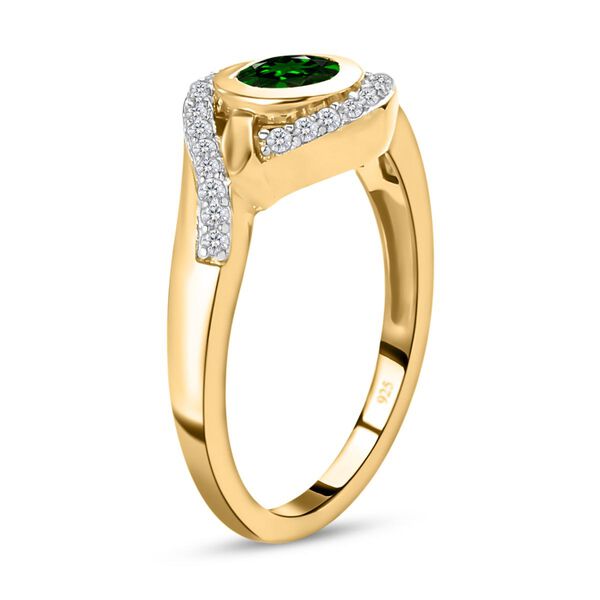 Natürlicher Chromdiopsid und weißer Zirkon-Ring, 925 Silber vergoldet  ca. 0,78 ct image number 5