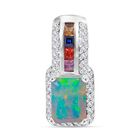 AA Natürlicher, äthiopischer Welo Opal, Mehrfarbig Saphir Anhänger 925 Silber rhodiniert ca. 1.44 ct