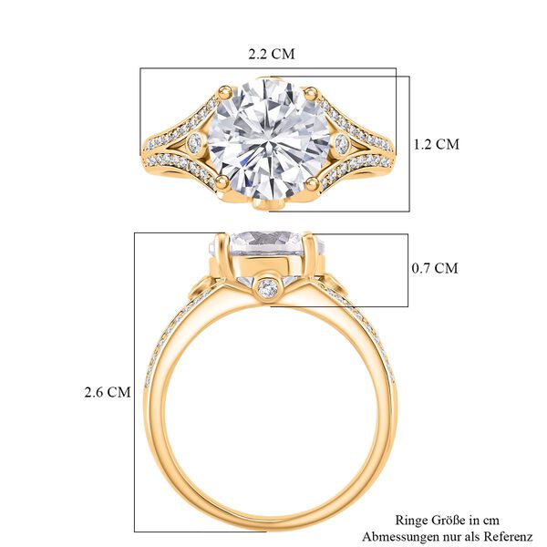 Weißer Zirkonia Ring Nickelfreies Messing vergoldet (Größe 21.00) image number 6