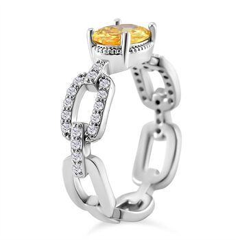 Gelber Zirkonia, Wei&szlig;er Zirkonia Ring Messing (Gr&ouml;&szlig;e 17.00)