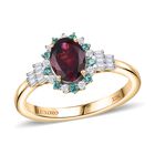 AAA Radiant Ember Granat, Weißer Diamant Ring 417 Gold (Größe 19.00) ca. 1,76 ct