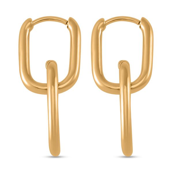 Kettenglieder-Ohrringe, Reiner Edelstahl, goldfarben image number 4