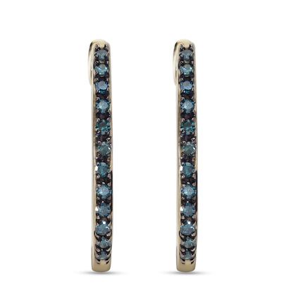 Blaue und weiße Diamant-Ohrringe, 925 Silber vergoldet ca. 0,54 ct