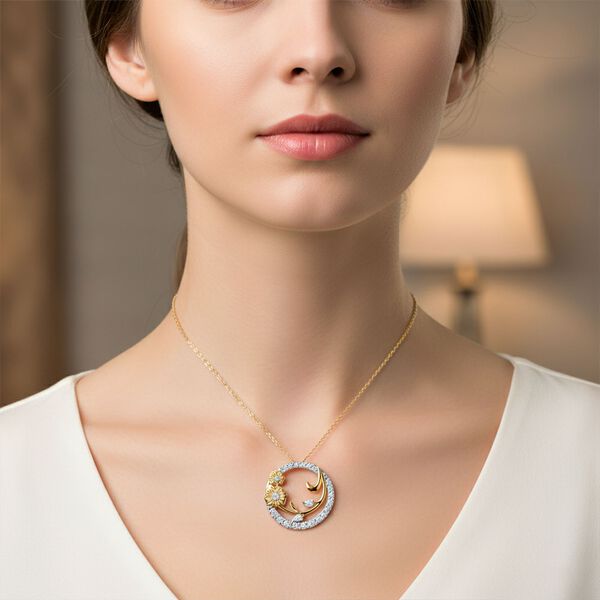 LUXURIANT SGL zertifizierter SI-GH Labor Diamant zweifarbiger Anhänger mit 50cm Kette - 1 ct. image number 2