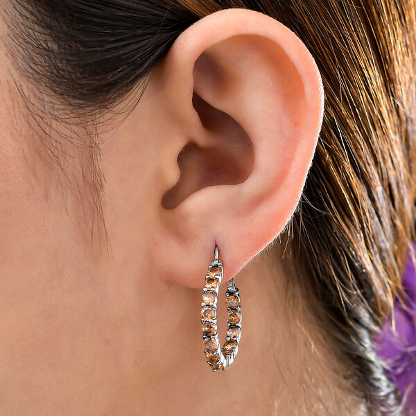 Champagner Zirkonia-Ohrringe, ca. 5.20 ct image number 3