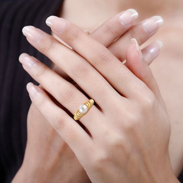 Süßwasser Perle Ring, (Größe 18.00), goldfarben image number 2