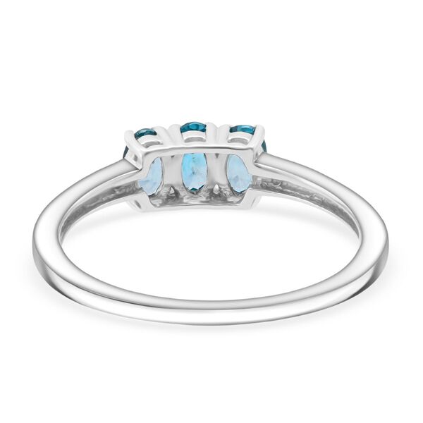 D’joy Blauer Zirkon, Weißer Diamant Ring 925 Silber rhodiniert (Größe 18.00) ca. 1,22 ct image number 5