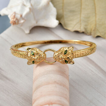 EVER TRUE Nat&uuml;rlicher Chromdiopsid Armreif ca. 19 cm Nickelfreies Messing ca. 0,36 ct.