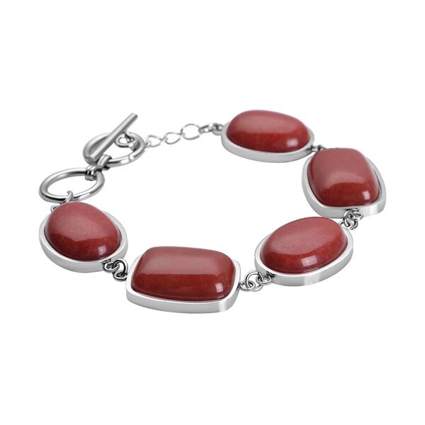 Rotes Achat-Armband, ca. 19 cm, Edelstahl ca. 80.00 ct image number 3