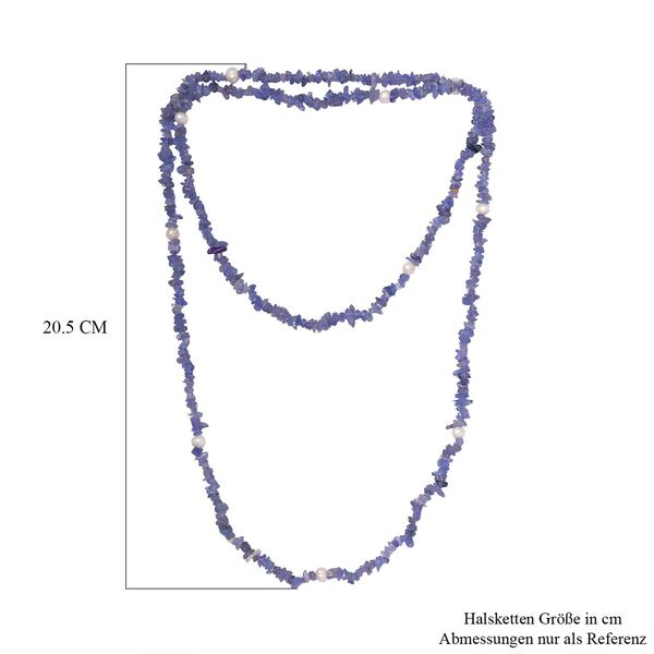 Tansanit und Süßwasserperlen Halskette, 91cm - 175 ct. image number 6
