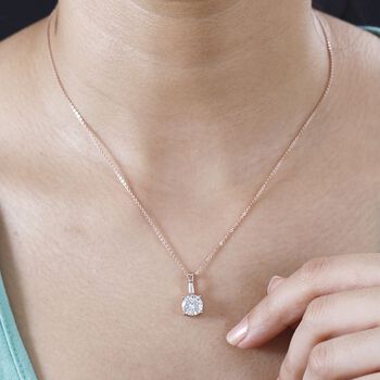 Moissanit Anh&auml;nger, 925 Silber 750 Ros&eacute;gold Vermeil - 1,84 ct.