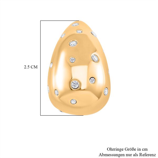 Wei&szlig;er Zirkonia Ohrringe Reiner Edelstahl IP-Gelbbeschichtung image number 6