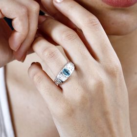 Paraiba-Apatit Ring, 925 Silber rhodiniert (Größe 18.00) ca. 0.80 ct