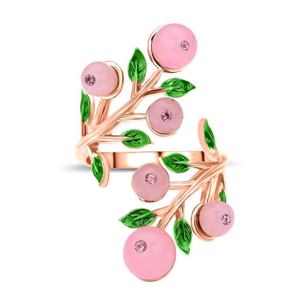 Rosenquarz und rosa Kristall-Ring, reines Messing (Gr&ouml;&szlig;e 16.50) image number 4