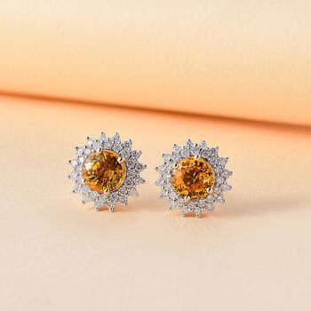 Zertifiziert und gepr&uuml;ft AAA gelbe Saphir und Diamant Ohrringe in 585 Wei&szlig;gold - 2.14 ct