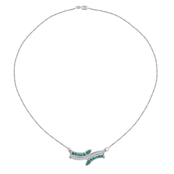 AAA Kagem Sambische Smaragd Halskette,  ca. 45 cm 925 Silber rhodiniert ca. 1,26 ct.