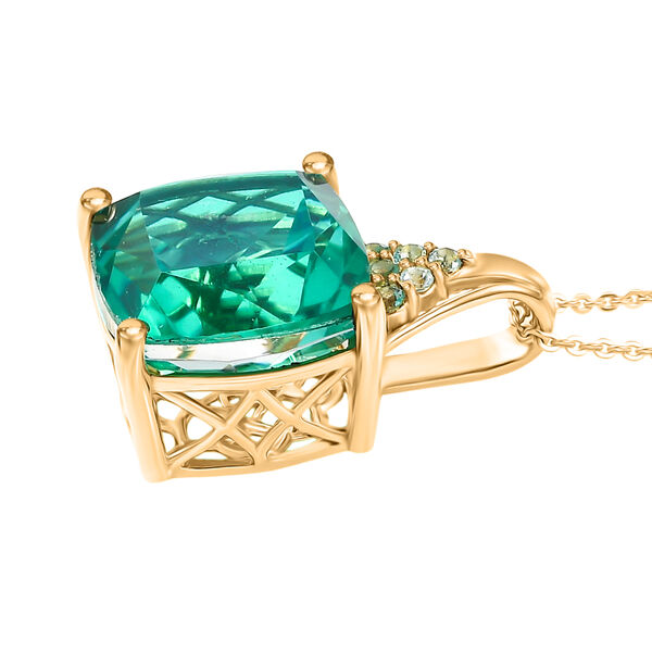 D'Joy Pfau Triplett Quarz und blauer Apatit Anh&auml;nger mit 50cm Kette - 13,19 ct. image number 3