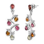 Nat&uuml;rliche mehrfarbige Turmalin Ohrringe, 925 Silber platiniert ca. 1.92 ct