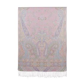 Schal mit Paisley-Muster und Fransen, 70x180cm, Cremeweiß