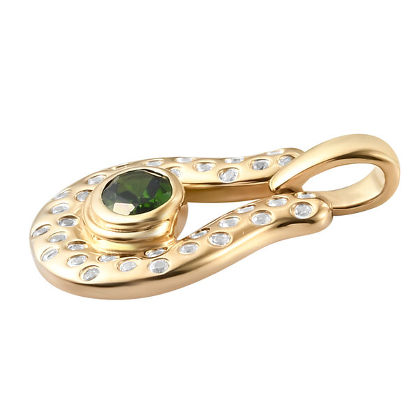 Nat&uuml;rlicher Chromdiopsid uund Zirkon Anh&auml;nger 925 Silber vergoldet ca. 1,15 ct image number 4