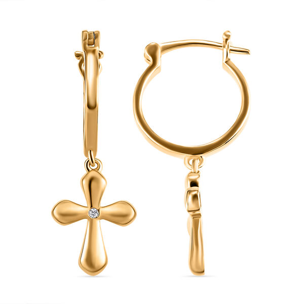 Wei&szlig;e Diamant-Ohrringe, 925 Silber vergoldet image number 4