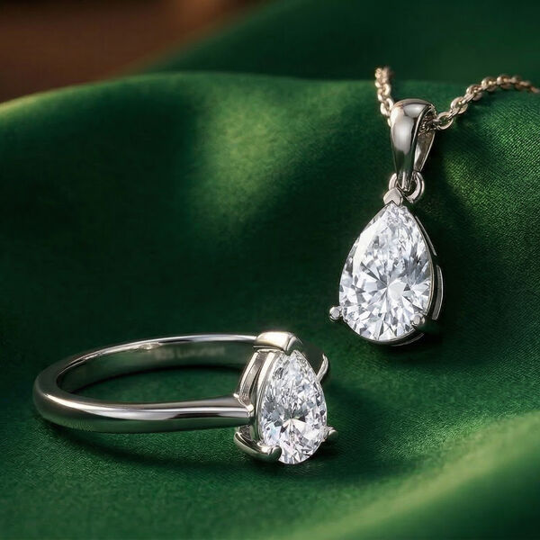 LUXURIANT VS-EF Labor Diamant Ring und SGL zertifizierter SI-GH Labor Diamant Anh&auml;nger mit 50cm Kette image number 1