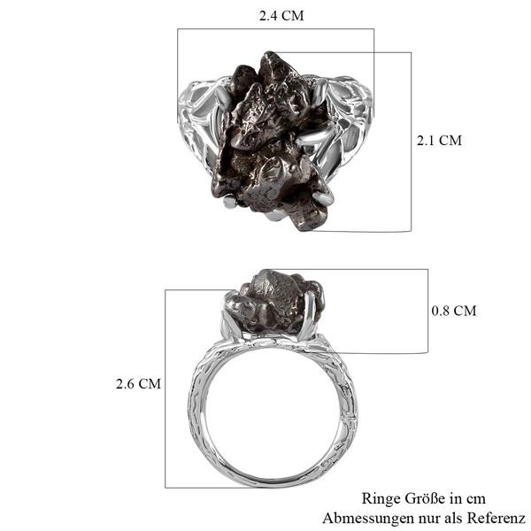 Meteorit-Ring, 925 Silber platiniert (Gr&ouml;&szlig;e 17.00) ca. 20,00 ct image number 7