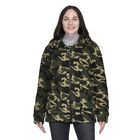 TAMSY - Kunstfell Jacke mit vorderem Reißverschluss, Leopardenmuster, Größe L 110x76x59 cm, Tarnfarbe