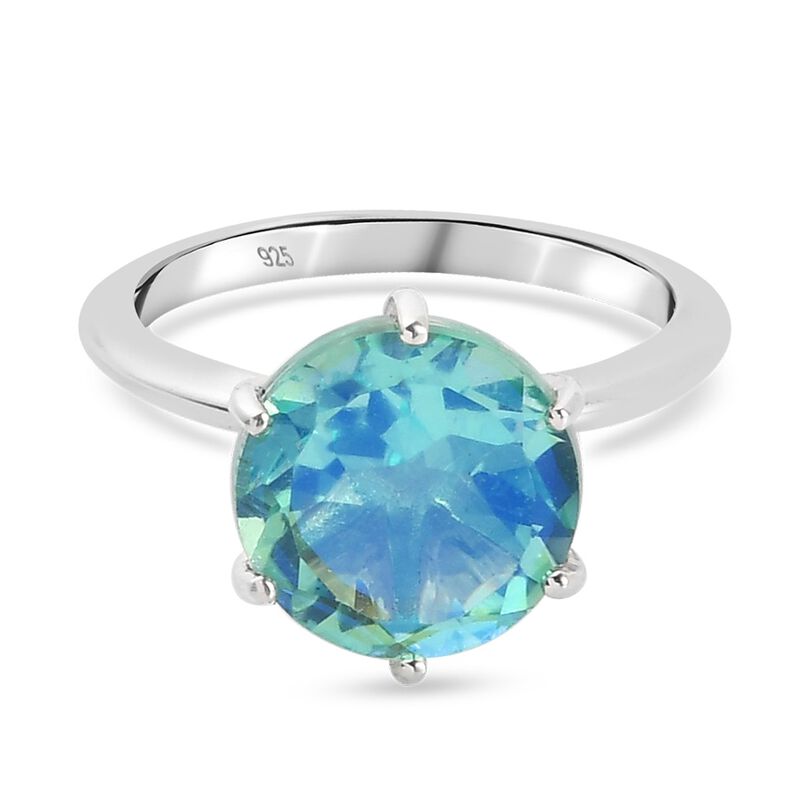 Pfau Triplett Quarz Solitär Ring 925 Silber Platin-Überzug image number 0