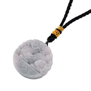 Qi-Lin-H&auml;ngedekor aus Myanmar Jadeit Typ A, naturbelassene Schnitzarbeit, ca. 5 cm