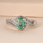 AA Äthiopischer Smaragd und weißer Diamant-Ring, 925 Silber platiniert  ca. 0,93 ct image number 1