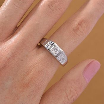 RADIANTA GRA zertifiziert Moissanit (D-VVS) Ring 925 Silber rhodiniert (Gr&ouml;&szlig;e 18.00) ca. 0.24 ct