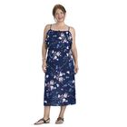 Midaxi-Kleid mit gesmokter Taille und Flatterärmeln, One Size, blau mit rosa Blumen