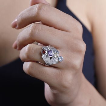 Mehrfarbiger Ring Messing (Gr&ouml;&szlig;e 17.00) ca. 1.55 ct